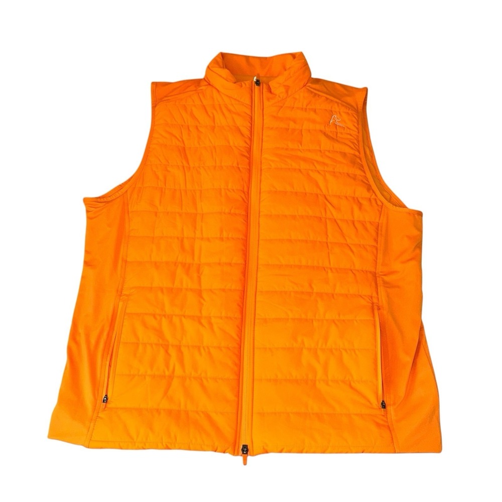 Rhoback Performance Vest Men's 2XL Orange Golf Quilted Full Zip Casual